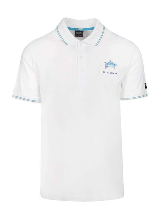 Paul & Shark Bluza Bărbătească cu Mânecă Scurtă Polo Albă