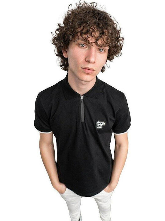 Polo Kurzarmbluse Schwarz