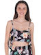 Hurley Damen Sommer Crop Top mit Trägern Blumen Schwarz