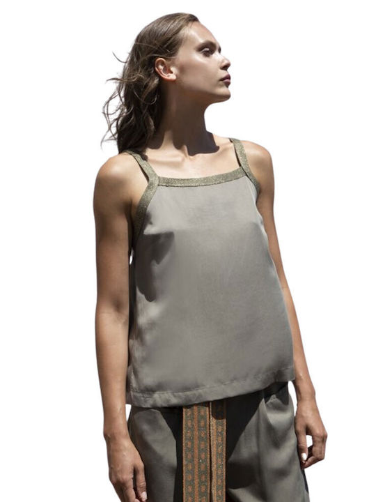 Aggel Damen Bluse mit Trägern Khaki