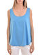 MY T Women's Athletic Blouse Sleeveless Blue