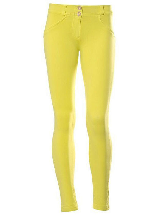 Freddy Trousers Γυναικείο Βαμβακερό Παντελόνι Push-up σε Skinny Εφαρμογή Κίτρινο