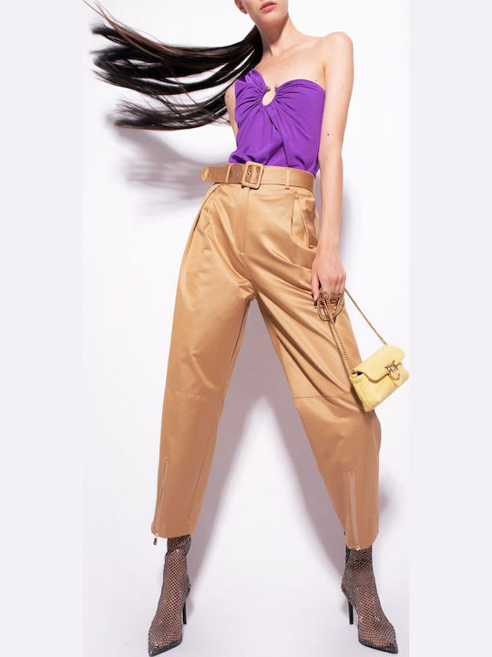 Paffuto Women's Fabric Trousers Tabac Brown