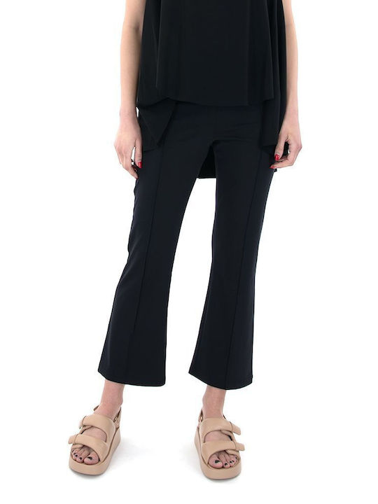 MY T PANTS Women's High Waist Fabric Trousers in Relaxed Fit Black