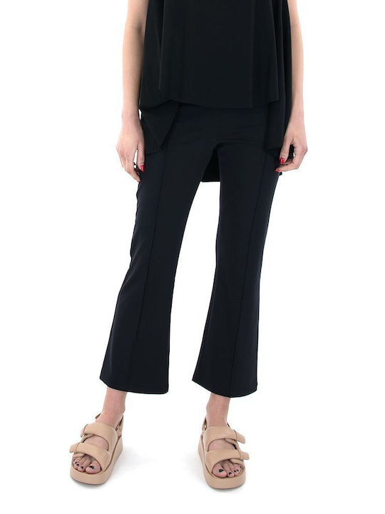 MY T PANTS Damen Hoch tailliert Stoff Hose in Entspannter Passform Schwarz