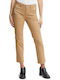 Women's Fabric Capri Trousers in Slim Fit Brown