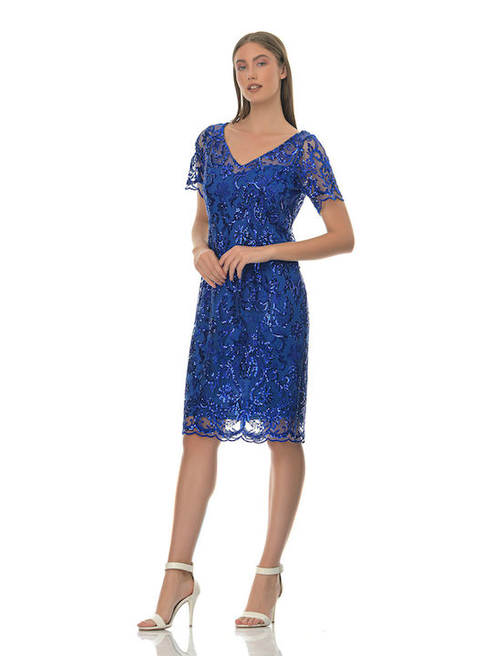 Farmaki Sommer Midi Abendkleid Blau