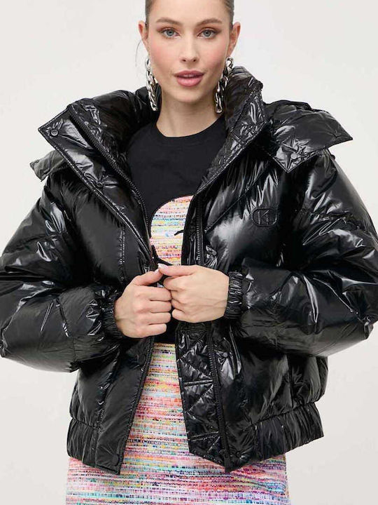 Karl Lagerfeld Women's Short Puffer Jacket for Winter Black