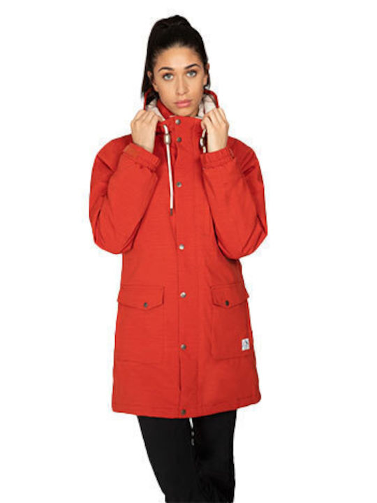 Protest Women's Short Puffer Jacket for Spring or Autumn Red