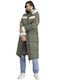 Women's Long Puffer Jacket for Winter with Hood Green