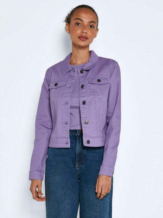Noisy May Women's Short Jean Jacket for Spring or Autumn Lilacc -XS-LI