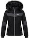 Kurz Damen Puffer Jacke für Winter Schwarz