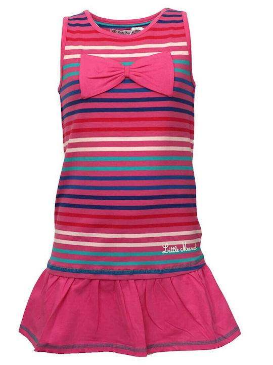 Little Marcel Kids Dress Striped Sleeveless Fuchsia