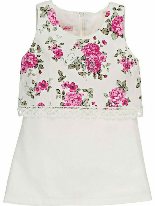 New College Kids Dress Floral Sleeveless White