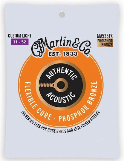 Martin Set Acoustic Guitar Strings Phosphor Bronze 11 - 52