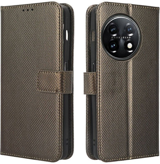 Diamond Leather Wallet Δερματίνης Καφέ (OnePlus 11)
