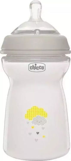 Chicco Biberoane Bebelusi Plastic Natural Feeling Anti-Colici cu Tetina din Silicon pentru 6+ Luni Bej Design Nor 300ml