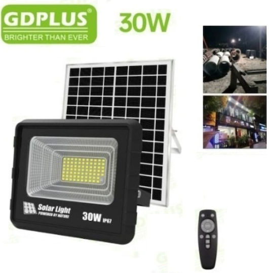 Gdsuper Waterproof Solar LED Flood Light 30W Cold White 6500K with Photocell and Remote Control IP67