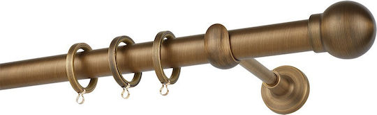 Zogometal Μεταλλικό Κουρτινόξυλο Easy Line Μονό Φ25mm 160εκ. Μπρονζέ