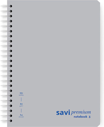 The Penwest Company Spiral Notebook Ruled A4 90 Sheets 3 Subjects Gray 1pcs