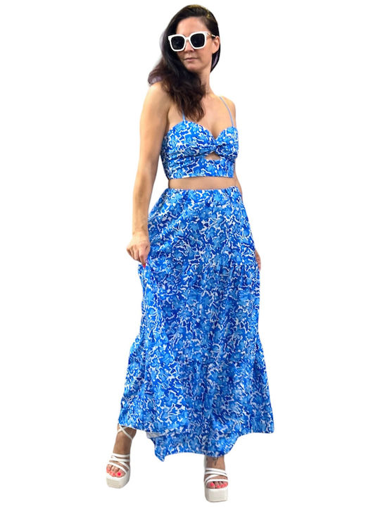 Mohicans Black Line Set with Maxi Skirt in Blue color