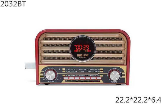 Meier M2032BT Retro Επιτραπέζιο Ραδιόφωνο Επαναφορτιζόμενο Κόκκινο