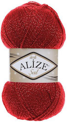 Alize Sal Metallisches Acryl Faden Rot 460m 100g