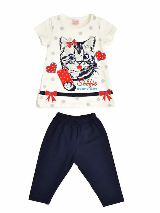 Kinder-Set mit Leggings Sommer 2Stück Weiß