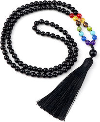 Handmade Seven Chakra Meditation Mala with 108 onyx stones