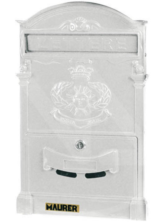 Maurer Γραμματοκιβώτιο Εξωτερικού Χώρου Μεταλλικό σε Λευκό Χρώμα 26x9x9cm