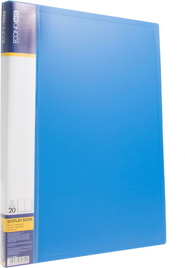 Clipboard Flexible with 20 plastic sleeves Slides for Paper A4 Light Blue 1pcs
