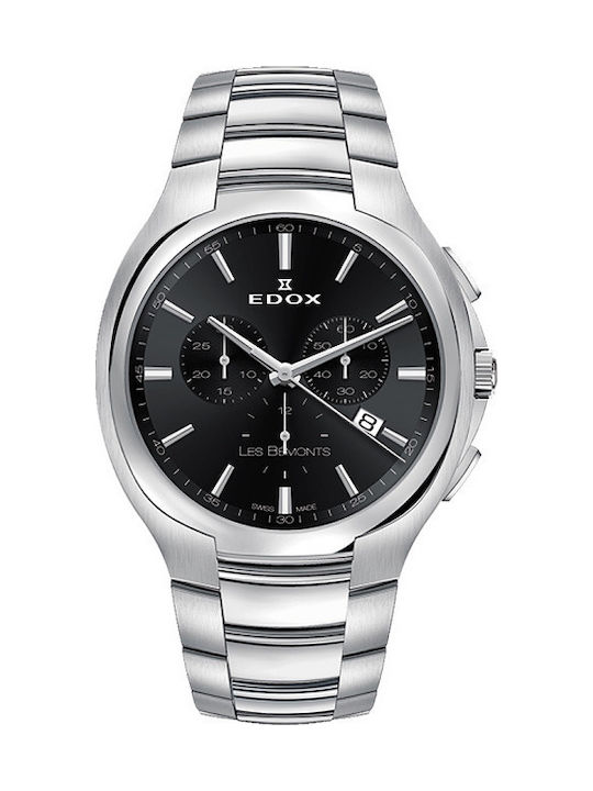 Edox Men's Watch 42mm Chronograph Battery with Silver Metal Bracelet
