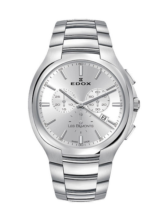 Edox Ceas Cronograf Baterie cu Argintiu Brățară metalică