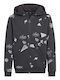 Athleisure Kids Cardigan Cotton Sweatshirt With Hood Black Brand Love