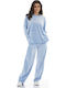 Pantaloni de Trening Catifea Albastru deschis