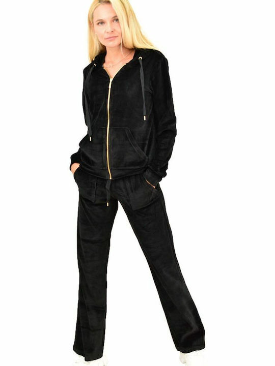 Potre Yin Yang Jogginganzug Samt Black Rhinesto...