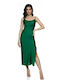 RichgirlBoudoir Maxi Κομπινεζόν Φόρεμα Σατέν Ντραπέ Πράσινο