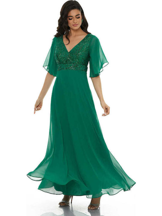 Summer Maxi Dress for Wedding / Baptism Green