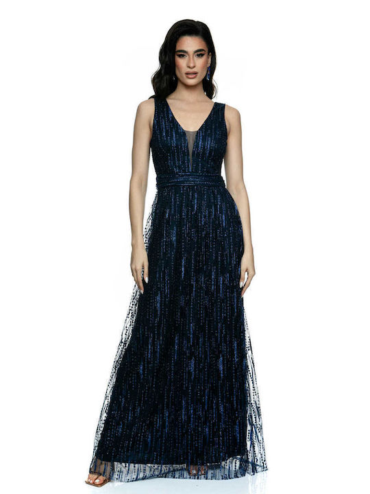 RichgirlBoudoir Maxi Evening Dress with Tulle Blue