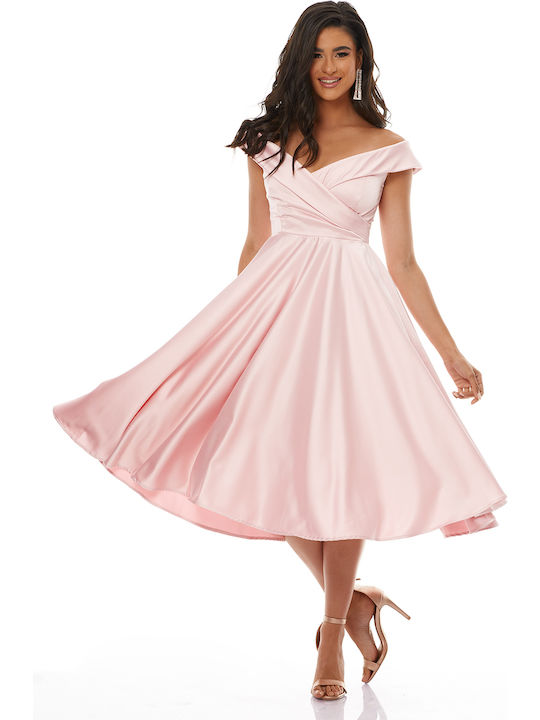 RichgirlBoudoir Midi Dress Satin Pink