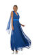 Farmaki Maxi Φόρεμα για Γάμο / Βάπτιση Μπλε