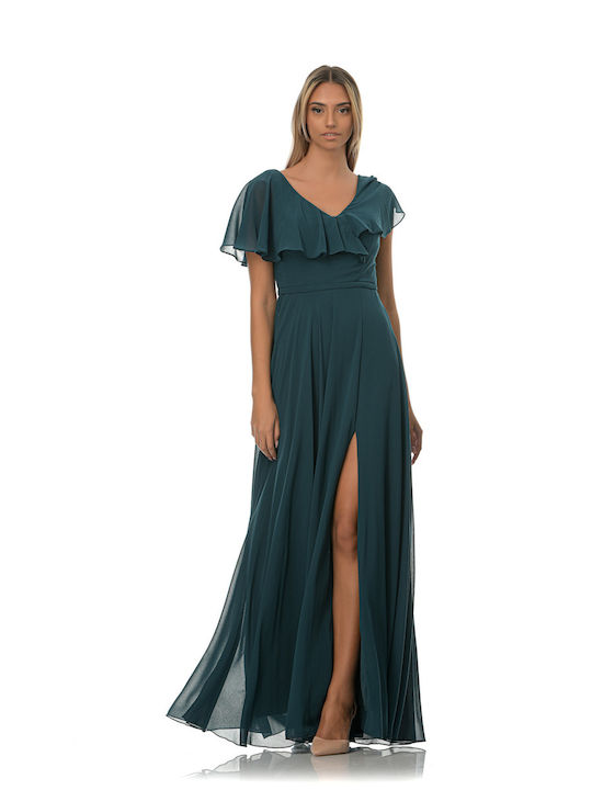 Farmaki Maxi Dress for Wedding / Baptism Green