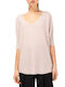 Ale - The Non Usual Casual Women's Blouse with 3/4 Sleeve Pink Powder