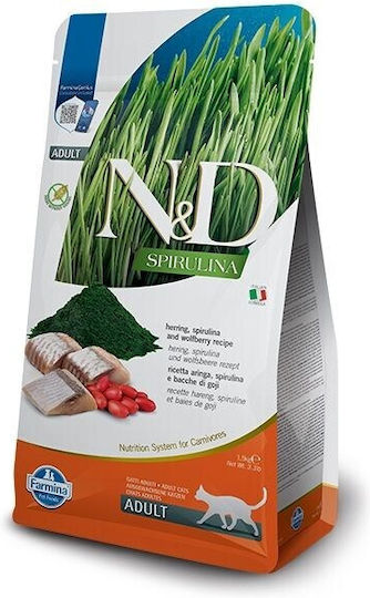 Farmina Spirulina Dry Food Grain-Free & Gluten-Free for Adult Cats with Herring 1.5kg