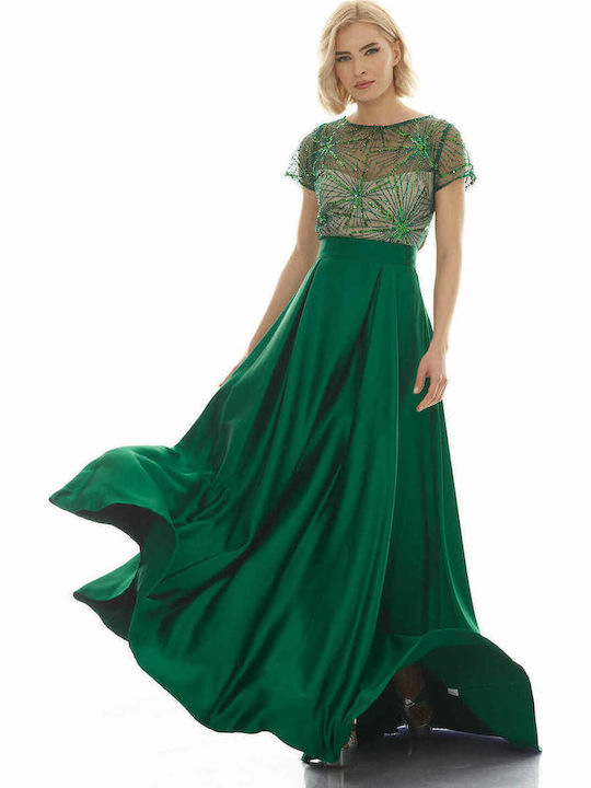 Women's Summer Crop Top Short Sleeve with Zipper Green