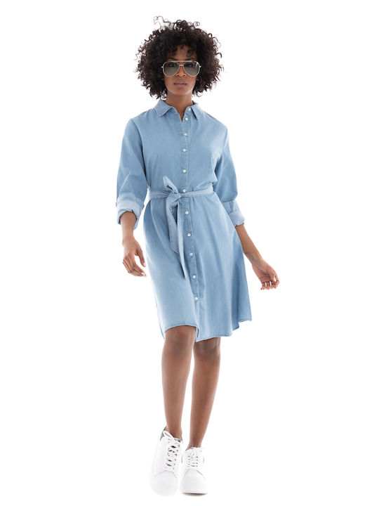 Selected Mini Shirt Dress Dress Light Blue