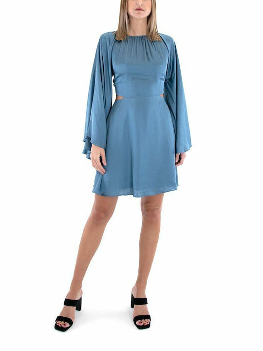 Lace Mini Abendkleid Offener Rücken mit Spitze Blau