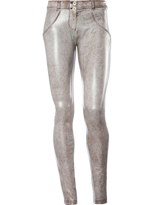 Damen Stoff Hose Push-up in Enger Passform Silber