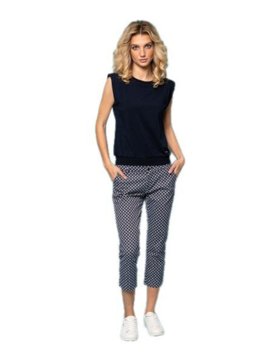 Women's Fabric Trousers Navy Blue