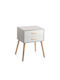 Wooden Bedside Table Gray 45x45x62cm